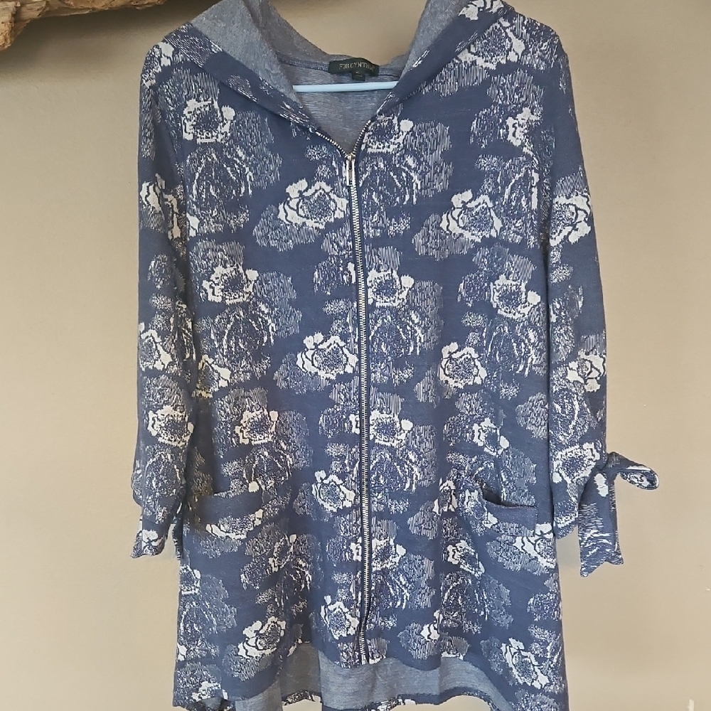 For Cynthia Blue Heather Knit Top